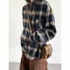 Chemise polyvalente rétro Hommes Femmes Preppy Plaid Stripes Lâche Lg Manches Japonais Patchwork Poche Casual Cardigan Unisexe Outwear W7Co #