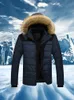 Veste à capuche Cott Hommes 2023 Nouveau hiver Homme Col de fourrure Zipper Butt Down Vestes Slim Épais Chaud Lg Manches Poche Pardessus G6WM #