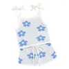 Clothing Sets Toddler Baby Girls Summer Clothes Floral Print Sleevelesss Cami Tops With Drawstring Shorts Set Knit Outfits