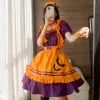 S - 3XL 4XL 5XL Femmes Bat Vampire Halen Costumes Maid Dr Cosplay Orange Citrouille Lolita Costume Dr Party Maid Tenues V8fC #