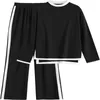 ZAFUL Women's 2 Piece Knit Sweater Sets Lounge Sets Long Sleeve Pullover Tops Wide Leg Pants Tracksuits Outfits