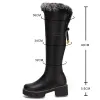 Boots Women Snow Boots Warm Fur Plush Casual Waterproof Winter Shoes Ladies Wedge Knee High Boots Girls Black White Long Boost 43