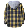 mens Hooded Flannel Warm Shirt Butt Up Blouses Male Lg Sleeve Shirts With Chest Pocket Early Autumn Top Men'S Clothes P1C4#