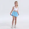 Yogashorts voor kinderen Outfits Hoge taille Sportkleding met zakken Fitnesskleding Korte broek Meisjes Hardlopen Elastisch Voorkomen Garderobe Culotte Dubbeldeks voering wll2244