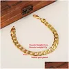 Bangle Gold Bracelets 21Cm Figaro Chain Link Trendy Women Men Jewelry Wholesale Wedding Bridal Gifts Partybangle Drop Delivery Dhe2G