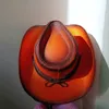 Chapeau de Cowboy Orange occidental en paille à bord bouclé, pare-soleil épais d'été pour hommes et femmes, plage 240326