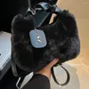 Borse a tracolla Borsa da donna in peluche con manico superiore Tinta unita Fuzzy Crossbody tracolla regolabile Moda donna ragazza alla moda