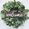 Leaf Door Eucalyptus Wreath Welcome Decor Artificial Garland Fake Plants Wedding Party Backdrops Hanging Ornament