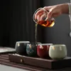 Teaware Set Handmålade guld Small Teacup Tea Set Ceramic Cup Presentlåda Vintage Chinese Master Kitchen Dining Bar