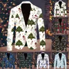 Original Design Men's Christmas Jacket Single Row Suit Fi Men tryckt avslappnade blazrar plus storlek jackor för fest R39F#