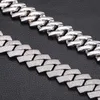 mens hip hop necklace high quality long buckle 20MM wide 4 row moissanite diamond cuban link chain trendy chains necklaces jewelry women rock daily outfit