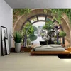 Arazzi Porta a forma di arco Giardino Paesaggio Arazzo Arte della parete Grande decorazione murale Tende Casa Camera da letto Soggiorno