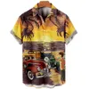 Seaside Holiday Take Men's Short Sleeve Collar Shirt Ny stilig Loose Sand Beach of Hawaii Big Yards Camisa Floral Casual R3A0#