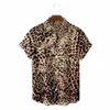 Mens Summer Hawaiian Leopard Print Mönster 3D Print Shirt Topps Beach Style Turn-Down Collar Butt Short Hermes Casual Shirts S6GO#