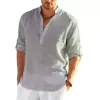 new Daily Linen Lg Sleeve Solid Color Loose Casual Shirt Lg Sleeve Cott Tops Blouses Men Clothing Camisa Masculina E3vd#