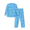 Heimkleidung Blau und Weiß gestreiftes Pyjama Sets Frühling farbenfrohe Linien warme Schlafzimmer Nachtwäsche Männer zweiteils lässiges Design Nachtwäsche Nachtwäsche