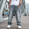 2021 Große Größe Lose Jeans Männer Denim Hosen Multi Tasche Gerade Baggy Casual Streetwear Hip Hop Marke Blau Breite Bein hosen H9DX #