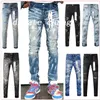 Jeans violets hommes jeans designers jean High Street Blue Denim Slim Fit peinture Graffiti motif robe pourpre pour hommes pantalons noirs 932588952