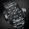 Armbandsur Male Watch 2024 Black Steel High Quality Sport Wrist Watches LED Light Erkek Saat