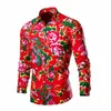 2024 Spring Chinese Fi Northeast FR Graphic Pattern Chinese Red Shirt Men Women LG Sleeve Red Dr Shirt 6xl 8xl 80nk#