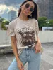 القمصان النسائية Tiger Graphic T-Shirt Women Short Sleeve Round Dound Mashion Tees Tops 2024 Summer Closeal Tee Shirt Thirts Temale