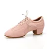 Dansschoenen Roze Leer Latijn Voor Dames Meisjes 2 Hak van 3,5 cm 5 cm Zachte ballroombeoordeling Testleraar