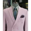 Neue Hohe Qualität Rosa Männer Anzüge 2 Stück Jacke + Hosen Formale Gentleman Spitze Revers Zweireiher Set 209i #