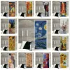 Autocollants Peinture à l'huile autocollant de porte 3D papier peint auto-adhésif pour porche salon décoration murale portes intérieures couverture maison Design Art