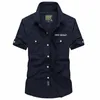 Summer Short Sleeve Cargo Shirt Men's Military Denim Shirts Casual Slim Fit Chemise Homme Cott Shirt Camisa Masculina S-4XL W4GC#