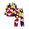 Hemkläder pajamas män de stijl sovrum sömnkläder Mondrian och Gauss Två bit lös pyjama set långärmad trendig överdimpa kostym