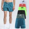 LU yogashorts Heren Sport LL Shorts Vijfde broek Outdoor Fitness Sneldrogend Achterzak met ritssluiting Effen kleur Casual hardloopmode