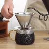 Rostfritt stål kaffefilter Återanvändbart dubbellager Häll över filter Kaffe DRIP MESH Kitchen Gadgets Te Filter Basket 240313