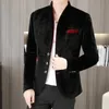 Velor Retro Green Blazers Menslim Fit Veet Claret Elegant Red Jacket for Mens