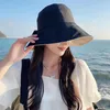 Berretti da donna in tinta unita cappello da pescatore con fiocco grande cappelli da pescatore a tesa larga per donna protezione solare da spiaggia all'aperto primavera estate