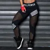 Taille haute Mesh Pacthwork Sports Leggings Femmes Noir Gym Fitn Lettre Imprimer Sportwear Yoga Pantalon z6QN #