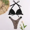 Mulheres de banho mulheres maiô leopardo impressão sexy bikini conjunto push up verão beach wear brasileiro biquini feminino maiô