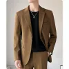 Hoge Kwaliteit Licht Luxe Heren Busin Casual Blazer Losse Koreaanse Stijl Fi Jasje Effen Kleur Top Party Datum Bruiloft i0G0 #