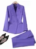 FI Office Ladies Formal Pant Suit Set Women Blue Pink Yellow Female Busin Work Wear 2 Piece Blazer Jacket och byxa B9BA#