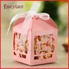 Present Wrap Laser Cutting Wedding Sweet Boxes Anpassade Diy Monkey Candy Box Colorful Paper Party Gynnar Decoration 50st