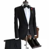 Klassiska mäns bröllopsmokar 2-bitar Set Black Jacket Pants Tie Elegant Men's Suit Anpassad XS-5XL I4TL#