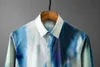 2022 Automne Tie Dye Chemises pour hommes Lg manches Chemise décontractée Slim Fit Busin Formelle Dr Chemises Social Party Tuxedo Blouse 14Ey #