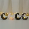 촛불 홀더 별이있는 달 촛대 라마단 축제 장식 아랍 랜턴 전자 램프 윈드 파티