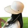 INS Fashion Raffi Straw Hat Personalidade Pearl Beach Sun Hats For Women Summer Outdoor Sun Protection Hats6701068