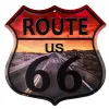 Sets Us Route 66 Unregelmäßiges Schild Metallblechschild Vintage Bar Motor Club Cafe Garage Pin-Up-Schilder Wanddekoration Retro-Metalltafeln