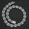 Miami 16 mm duże zapięcie kubańskie łańcuch linku 2 Kolory lodowane bagietka cyrkon naszyjnik męski biżuteria H JLLYBV2728