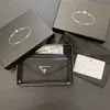 Klassiska klaffkortshållare Purses Designer Walls Womens Luxury Coin Leather Cardholder Mens Black Wallet Woman Card Case Key Pouch Man Keychain Purse med Box G