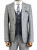 light Gray Plaid Men Suit Tailor-Made 3 Pieces Blazer Vest Pants One Butt High Fi Work Wedding Groom Causal Prom Tailored z8US#