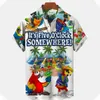 Camiseta havaiana masculina, camisa com estampa de papagaio, manga curta, verão, praia, vacati, camisa para homens, lapela fi, roupas masculinas h5QC #