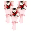 Flores decorativas 3pcs graduação urso buquê de bouquet flor