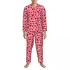 Startseite Kleidung Hearts Core Pyjamas Set Valentinstag Romantische Nachtwäsche Herren Langarm Casual Freizeit 2 Stück Nachtwäsche Große Größe